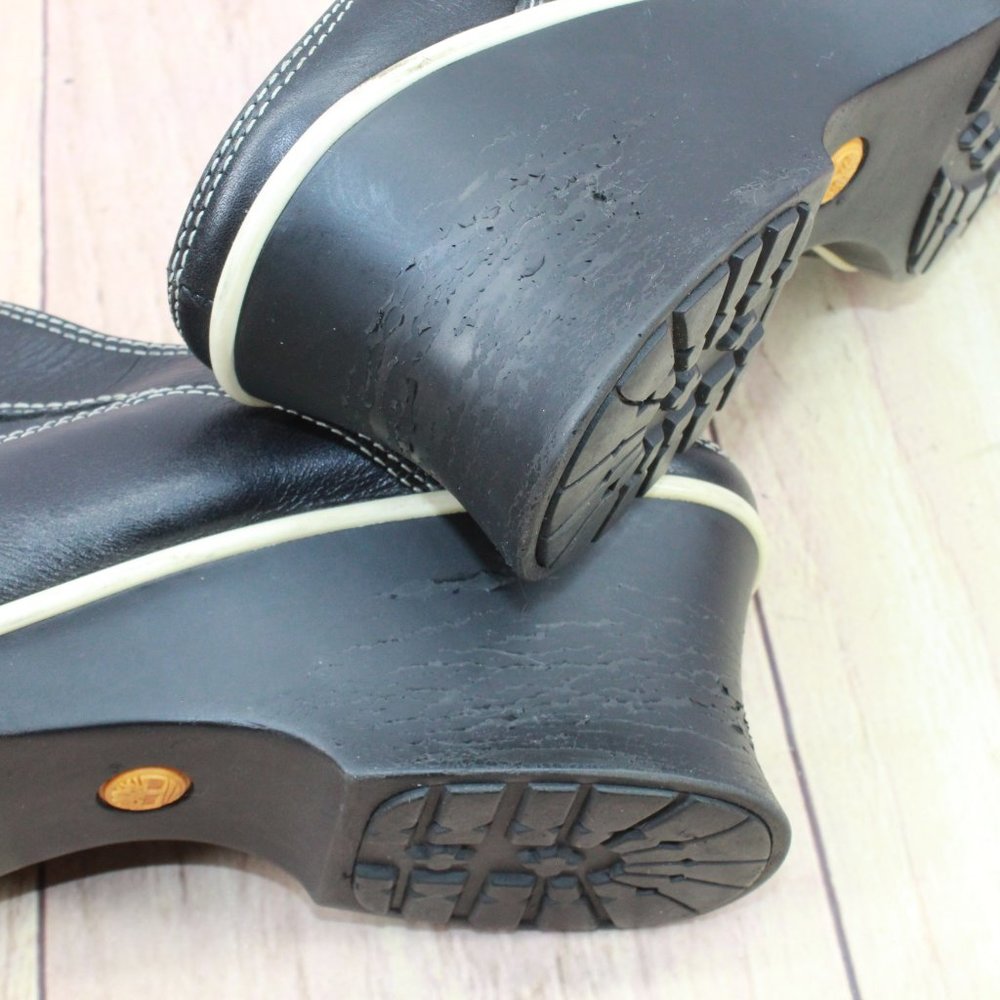 Timberland Black Leather Slip On Wedge Mules Clogs Shoes Size 9 Medium - Picture 9 of 10